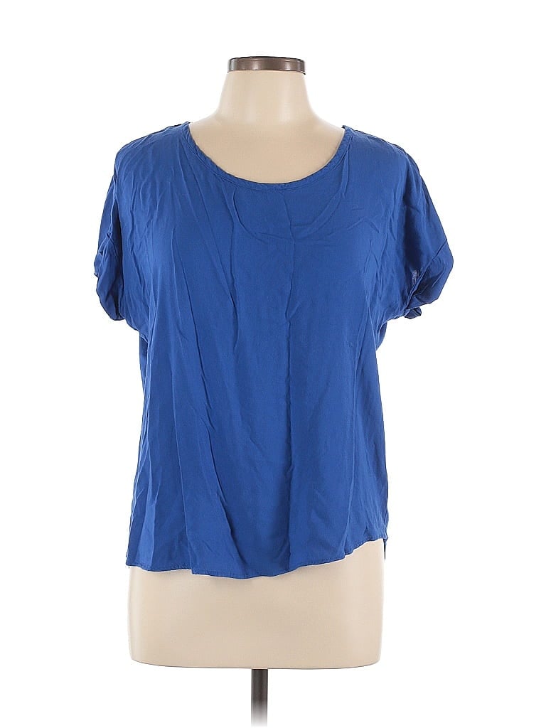 Pre-owned Pleione Short Sleeve Blouse In Blue