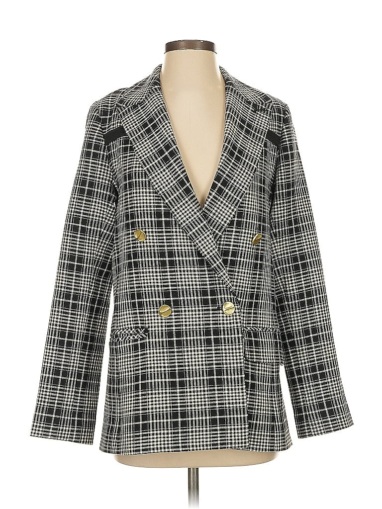 Tanya Taylor Plaid Gray Black Blazer Size 0 - photo 1