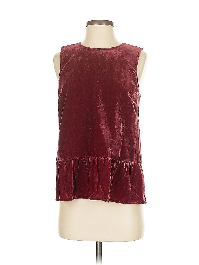 Pre-owned J.crew Factory Store Sleeveless Blouse In Burgundy
