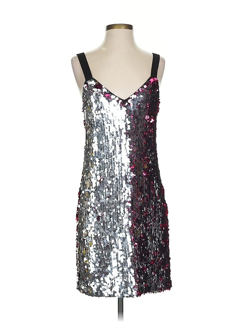Tanya Taylor 100% Polyester Graphic Silver Cocktail Dress Size 2 - photo 1