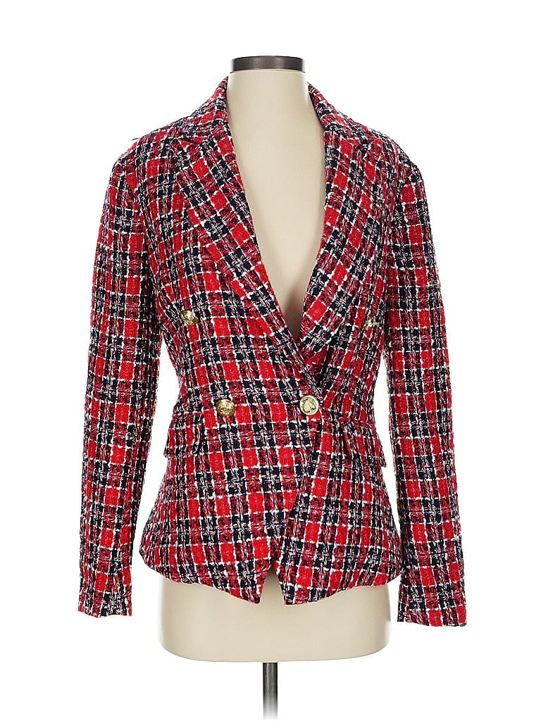 Alexia Admor Plaid Tweed Red Blazer Size 2 - photo 1