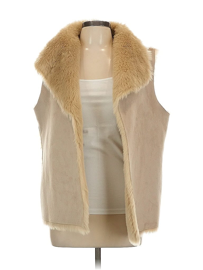 Ann Taylor LOFT 100% Polyester Tan Faux Fur Vest Size L - photo 1