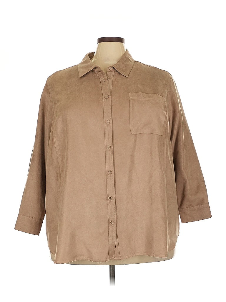 Catherines 100% Polyester Solid Tan 3/4 Sleeve Blouse Size 3X (petite) - photo 1