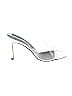 Barneys New York 100% Leather Silver White Heels Size EU 40 1/2 - photo 1