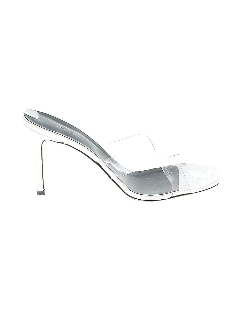 Barneys New York 100% Leather Silver White Heels Size EU 40 1/2 - photo 1