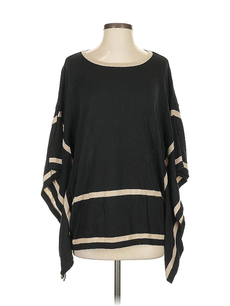 August Silk Stripes Black Poncho Size S - photo 1
