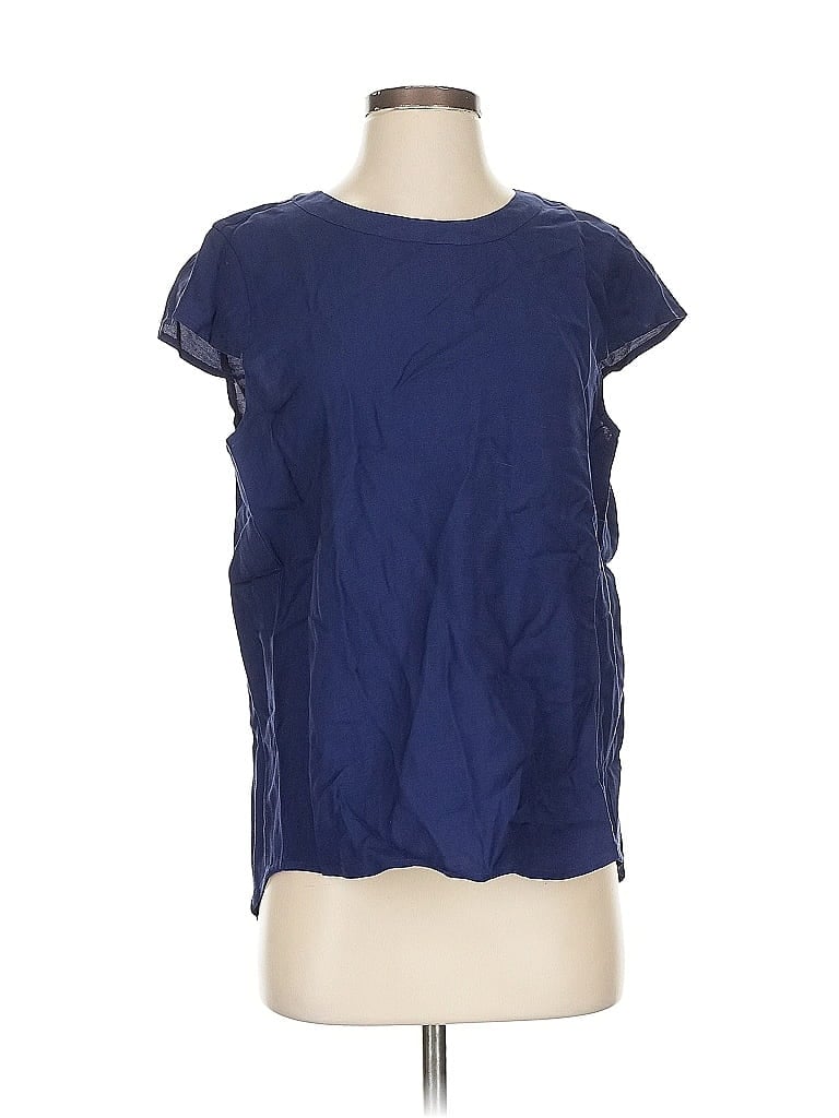 Pre-owned J.crew Factory Store Short Sleeve Blouse In Blue
