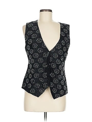 Effeci Black Beaded Floral Pattern Vest (view 1)