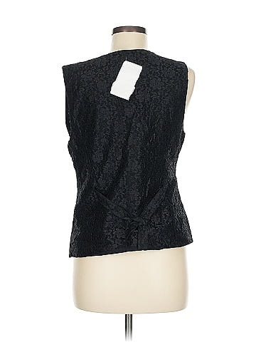 Effeci Black Beaded Floral Pattern Vest (view 2)