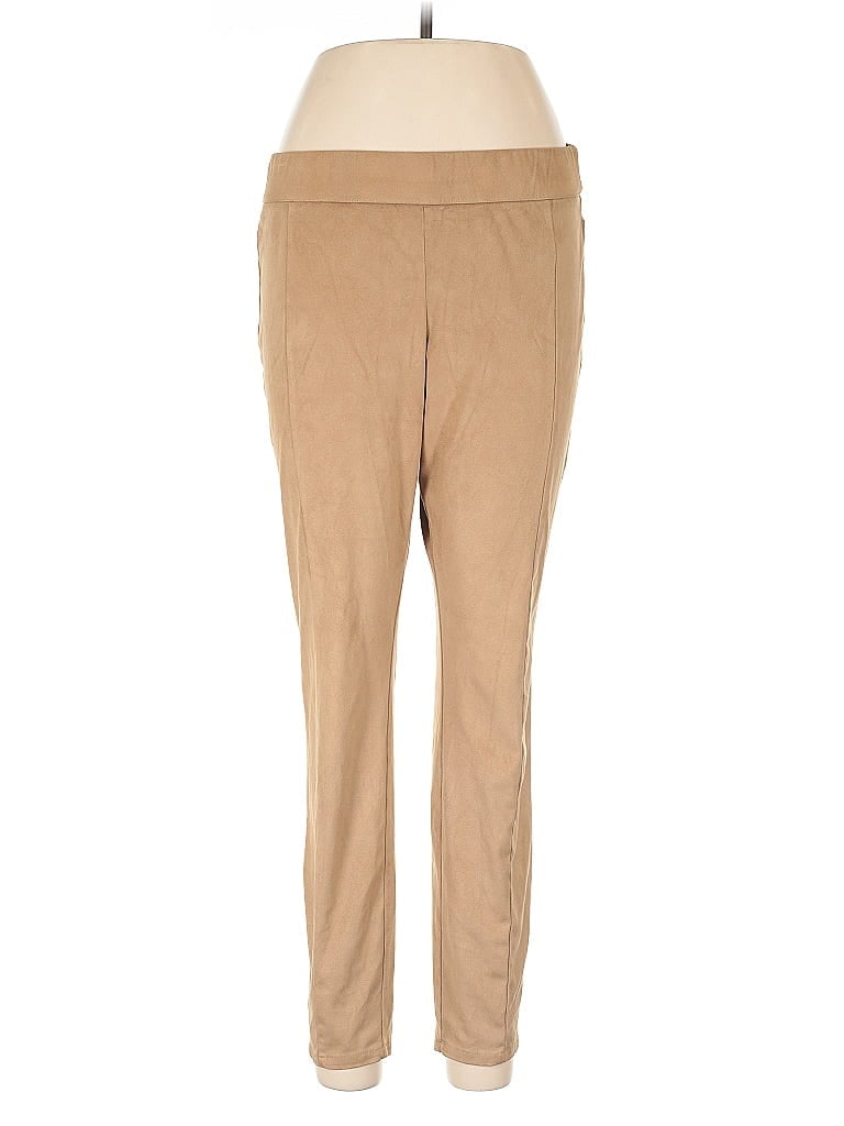 Soho JEANS NEW YORK & COMPANY Solid Tan Casual Pants Size L - photo 1