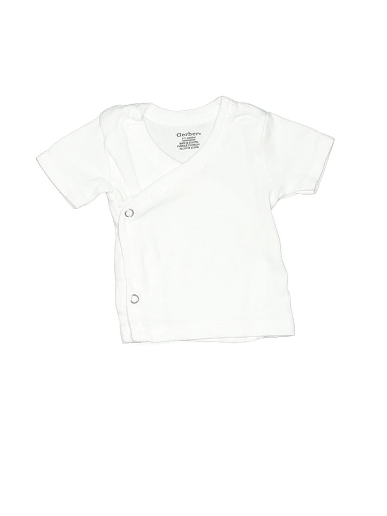 Gerber 100% Cotton Ivory White Short Sleeve T-Shirt Size 0-3 mo - photo 1