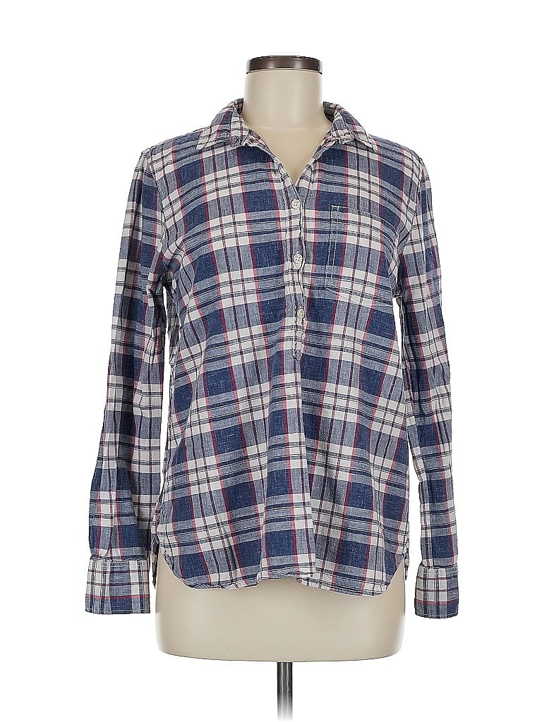 Pre-owned J.crew Factory Store Long Sleeve Button Down Shirt In Blue