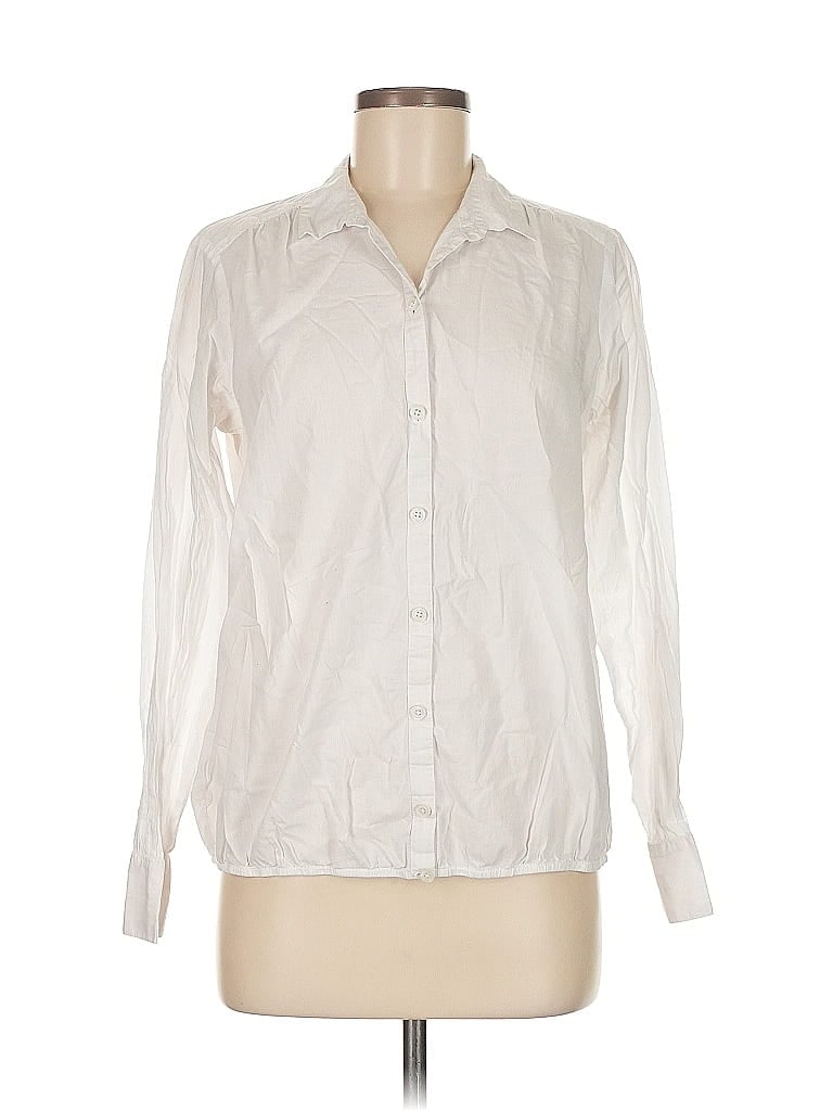 Pre-owned Ann Taylor Loft Long Sleeve Button Down Shirt In White