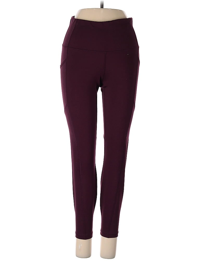 Pre-owned Yogalicious Active Pants In Burgundy