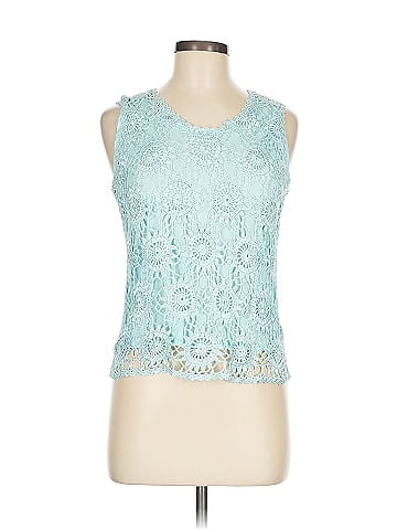 Joseph A. Blue Crochet Sleeveless Top (view 1)