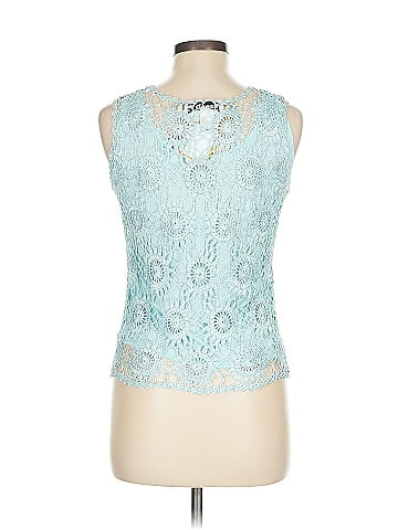 Joseph A. Blue Crochet Sleeveless Top (view 2)