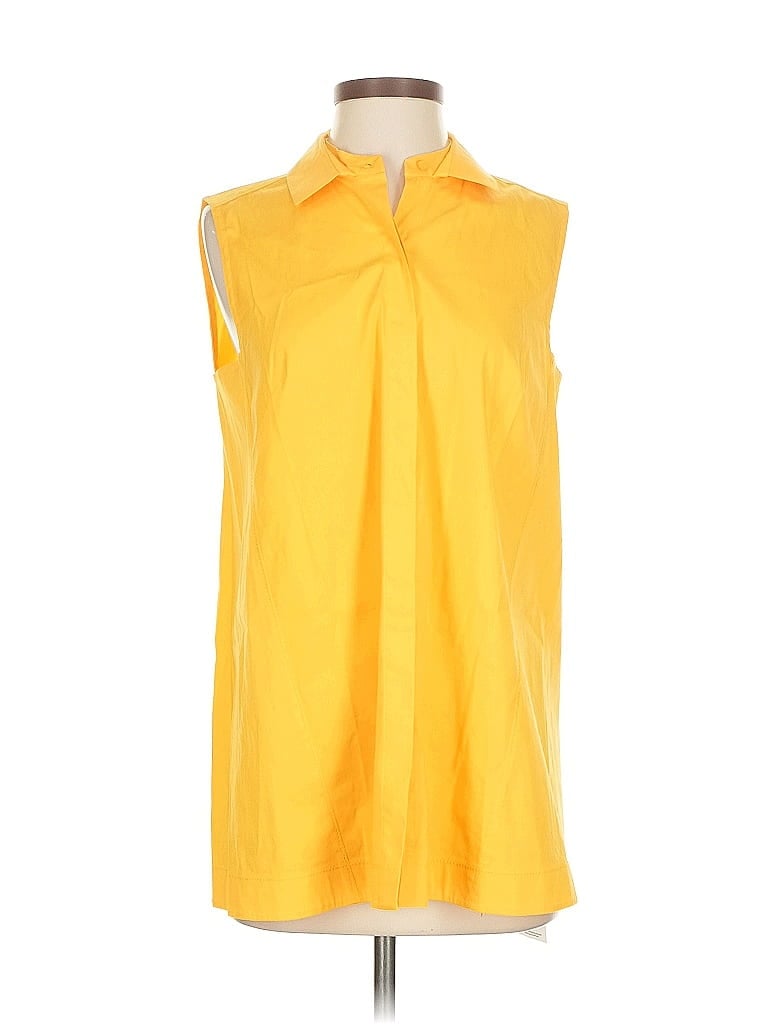 Lafayette 148 New York Yellow Sleeveless Button-Down Shirt Size S - photo 1