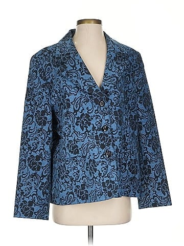 Alfred Dunner Elegant Blue Patterned Blazer Jacket (view 1)