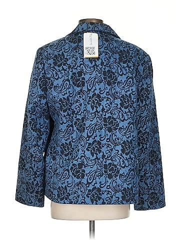 Alfred Dunner Elegant Blue Patterned Blazer Jacket (view 2)
