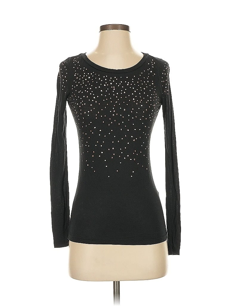 Pre-owned Armani Exchange Long Sleeve Top Black Crew Neck Tops