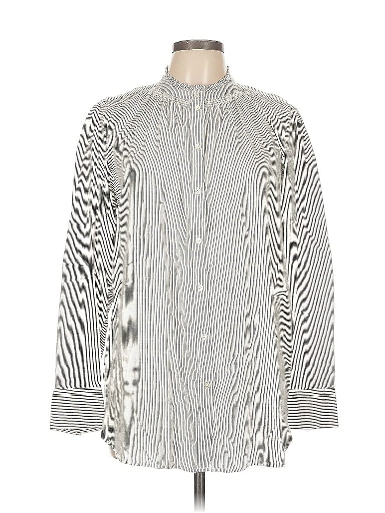 Pre-owned Ann Taylor Loft Long Sleeve Button Down Shirt In Gray