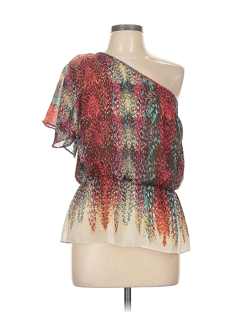 Pre-owned A.n.a. A New Approach Short Sleeve Blouse In Red