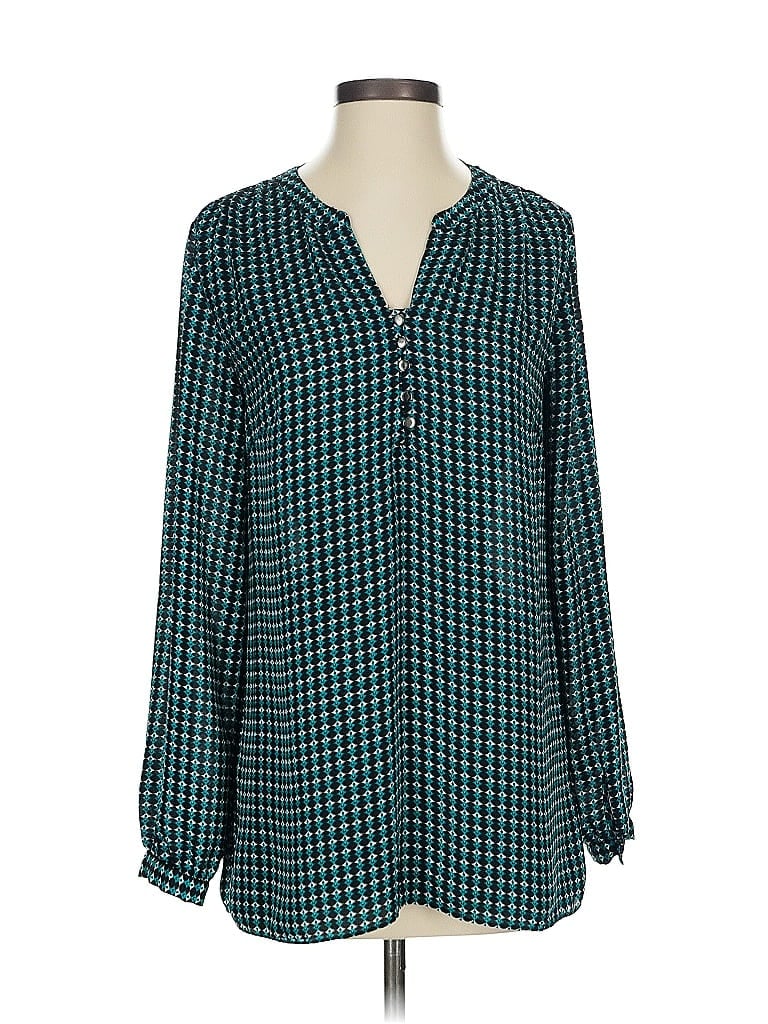 Pre-owned Laundry By Shelli Segal Long Sleeve Blouse In Blue