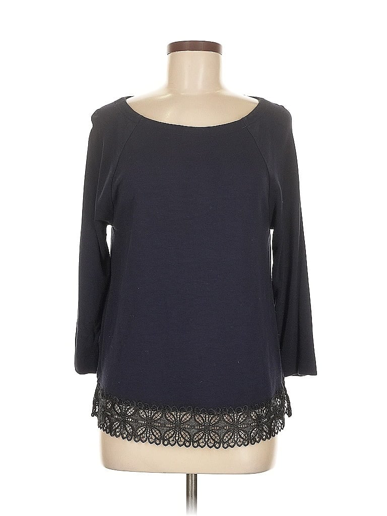 Pre-owned Ann Taylor Loft 3/4 Sleeve Top Blue Boatneck Tops