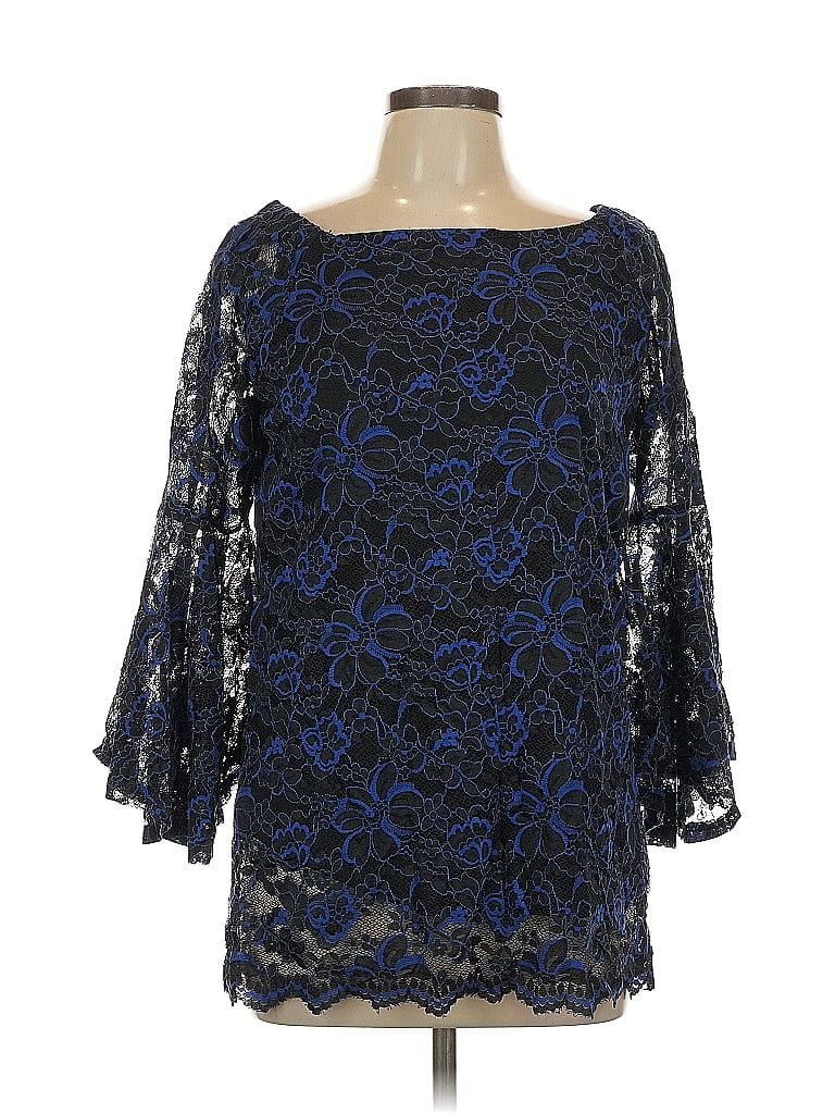 Click to view more detailed imagery on our partner's website Pre-owned Ny Collection 3/4 Sleeve Blouse In Blue