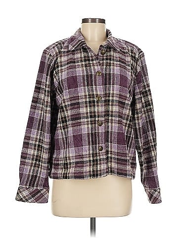 Christopher & Banks Purple Plaid Button-Down Jacket (view 1)