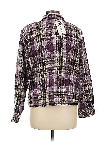 Christopher & Banks Purple Plaid Button-Down Jacket (view 2)