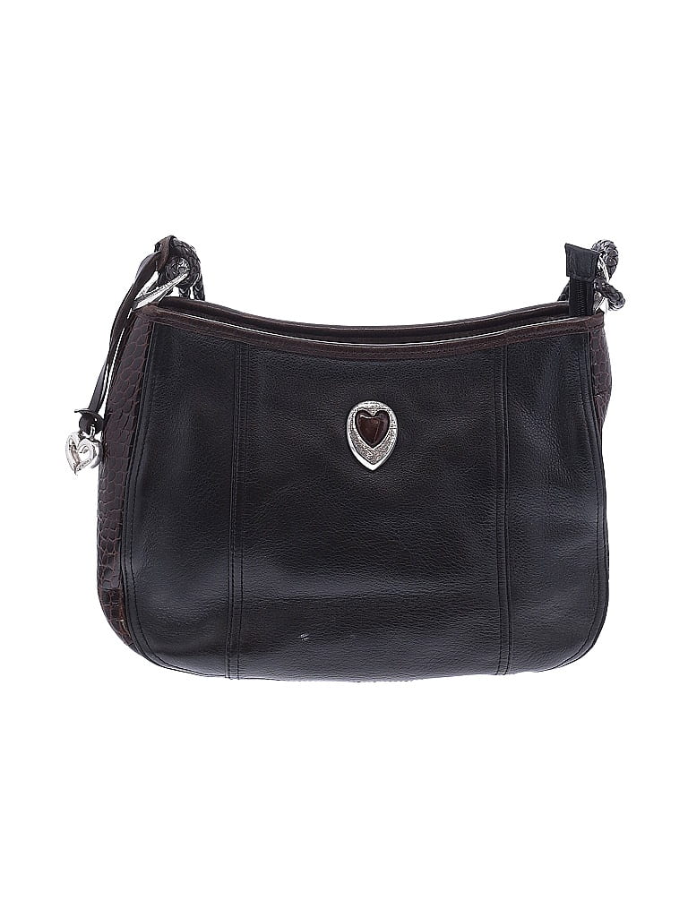 Brighton 100% Leather Hearts Black Leather Shoulder Bag One size - photo 1