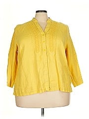 Jm Collection 3/4 Sleeve Button Down Shirt