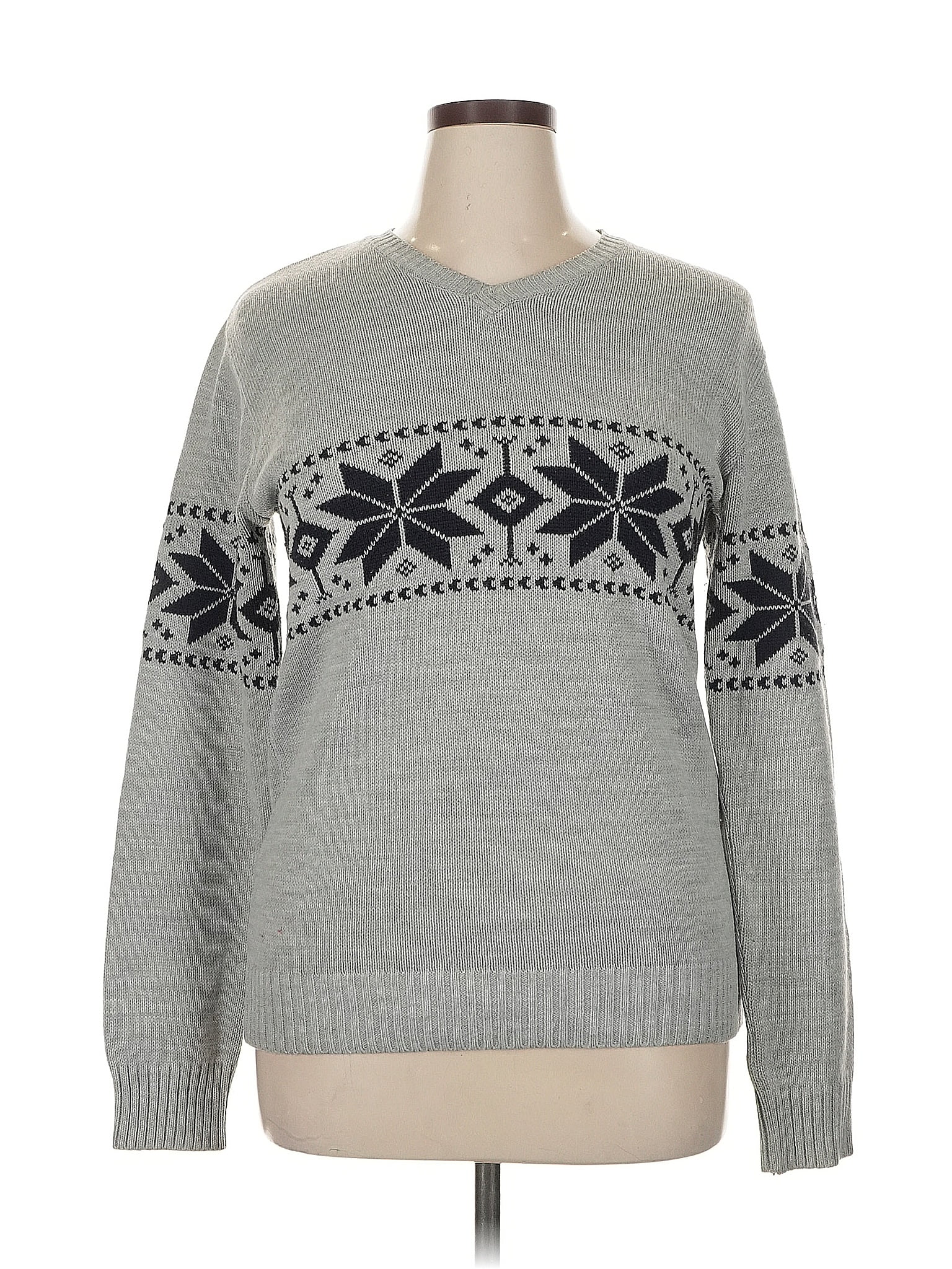 Massimo Dutti Print Gray Pullover Sweater Size XL