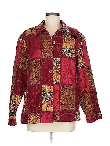 TanJay Artistic Red Patchwork Jacket by Tanjay (view 1)