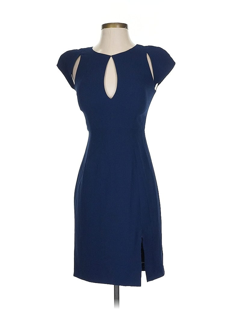 Black Halo Solid Blue Cocktail Dress Size 2 - photo 1