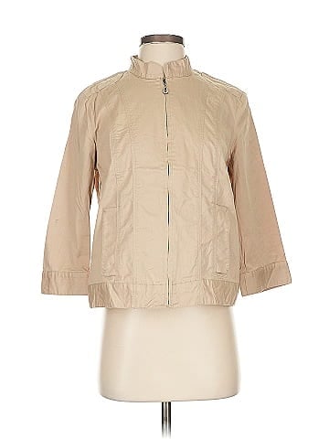 Christopher & Banks Tan Lightweight Zip Front Jacket (view 1)