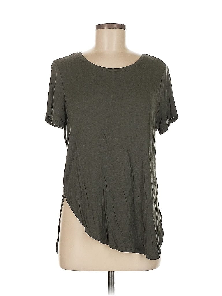 Pre-owned Halogen Short Sleeve Top Green Scoop Neck Tops