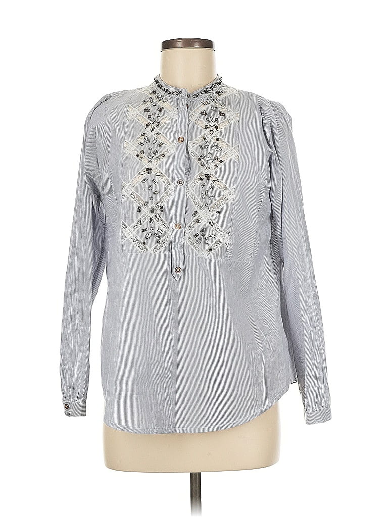 Pre-owned Floreat Long Sleeve Blouse In Gray
