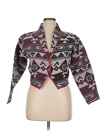 Cowgirl Burgundy Aztec Print Patterned Jacket  (view 1)