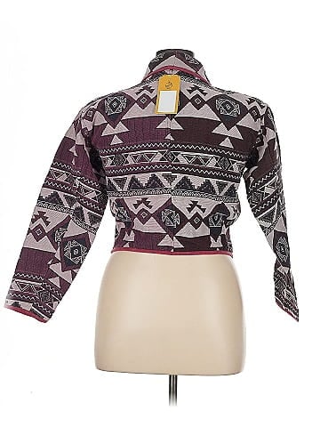 Cowgirl Burgundy Aztec Print Patterned Jacket  (view 2)