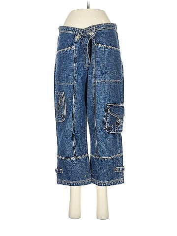 Marie Claire Blue Denim Cargo Capri Jeans (view 1)