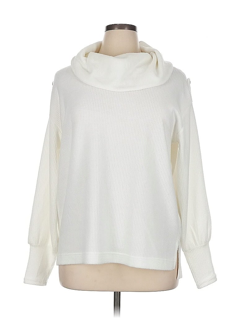 Pre-owned Como Blu Turtleneck Sweater In White