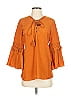Figue 100% Silk Orange 3/4 Sleeve Silk Top Size XS - photo 1