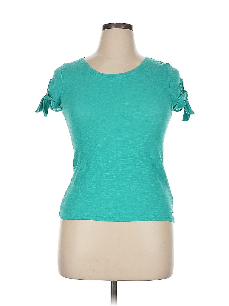 Click to view more detailed imagery on our partner's website Pre-owned Hurley Short Sleeve Top Teal Sweetheart Neckline Tops In Blue