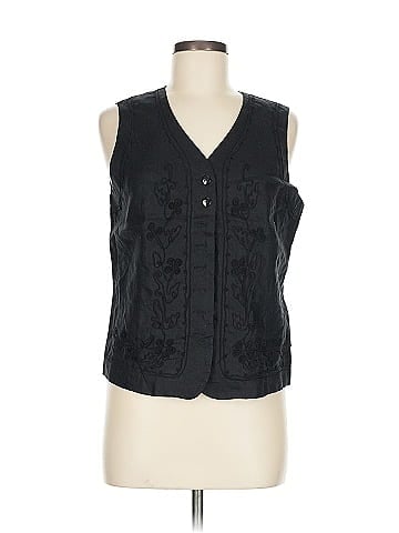 Stephanie Andrews Black Embroidered 1990s Vest  (view 1)