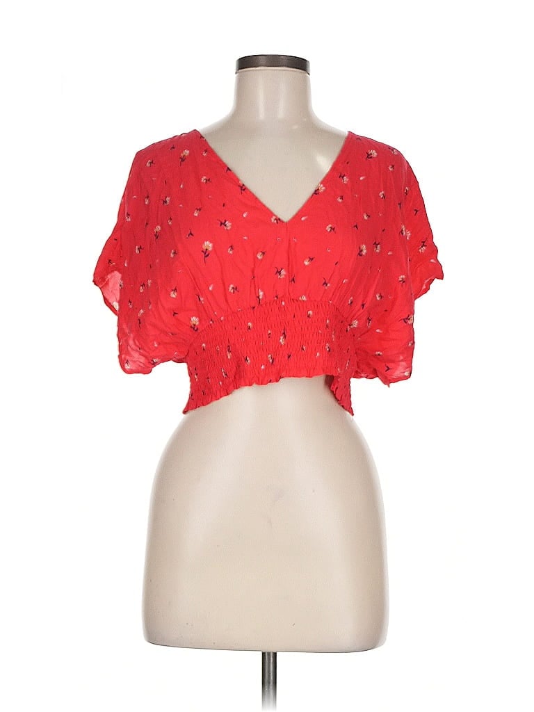 Pre-owned Le Lis Short Sleeve Blouse In Red