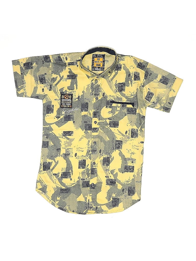 Pre-owned Unbranded Kids' Short Sleeve Button Down Shirt In Yellow