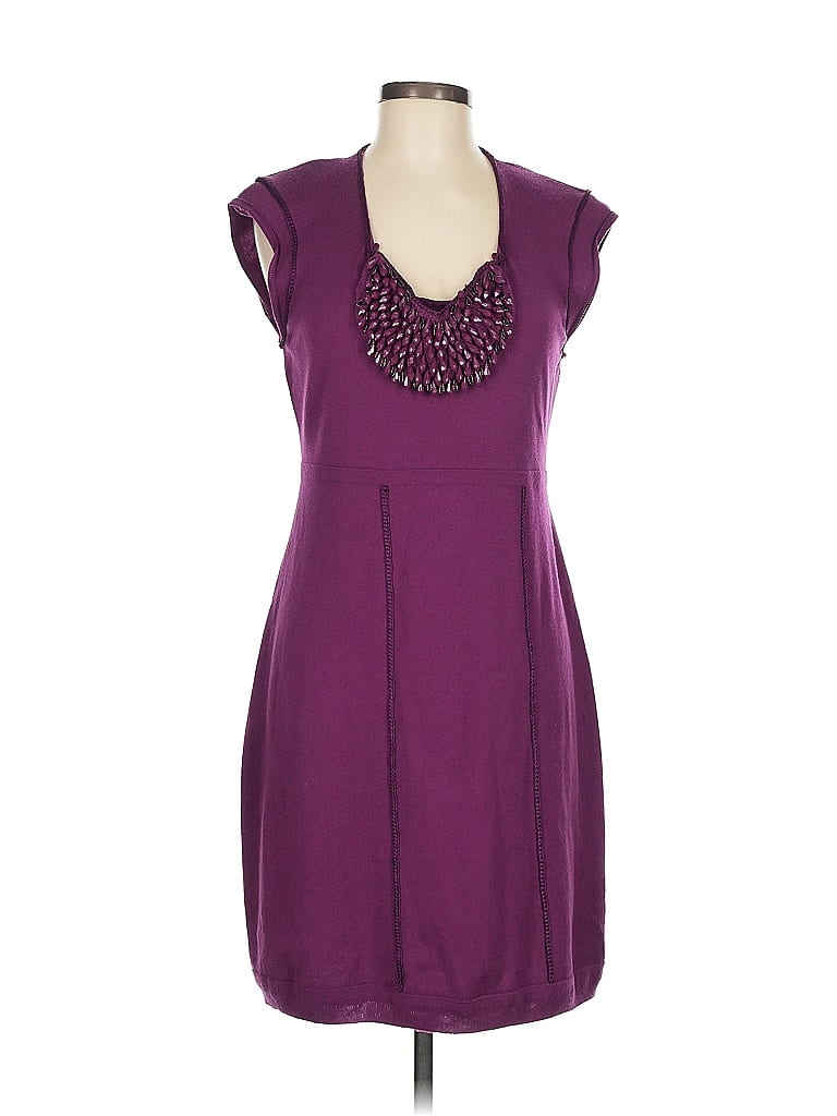 NANETTE LEPORE Womens Purple Floral Short Sleeve Collared Mini Shift Dress