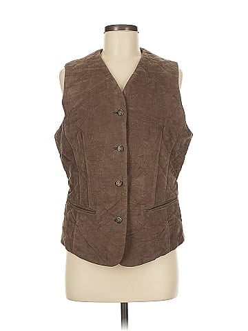 Part Two Brown Quilted Vest with Pockets (view 1)